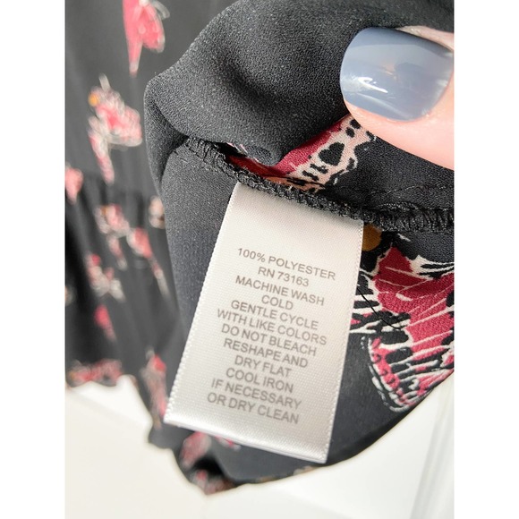 Cupio black butterfly print blouse, black sheer blouse, butterfly print blouse - Picture 7 of 8